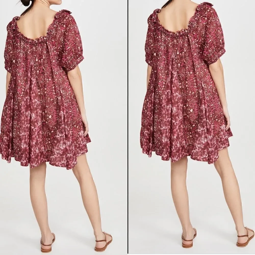 Free People jet set floral bardot mini dress